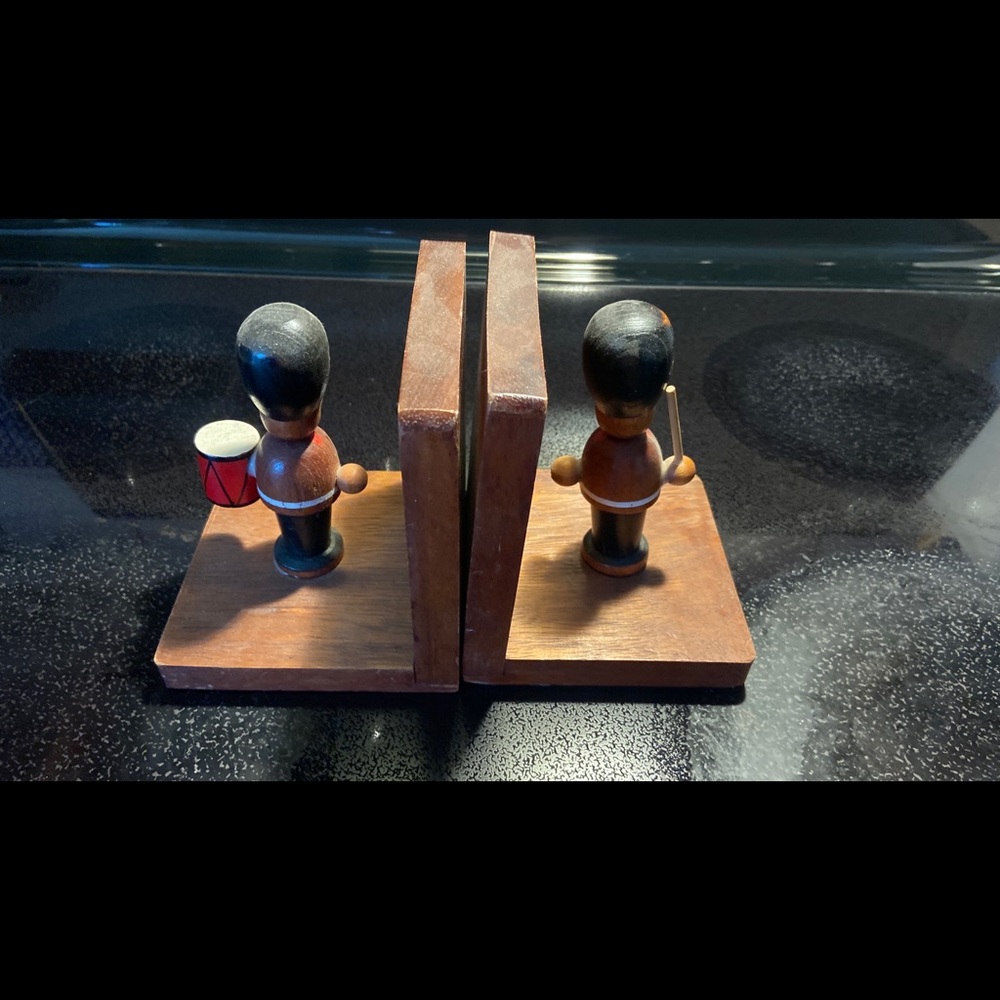 Vintage wood bookends